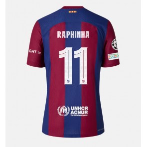 Lacne Muži Futbalové dres Barcelona Raphinha Belloli #11 2023-24 Krátky Rukáv - Domáci